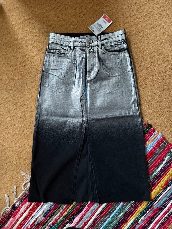 ZARA rok zwart/zilver maat XS NIEUW, Kleding | Dames, Nieuw, Ophalen of Verzenden, Maat 34 (XS) of kleiner, Onder de knie