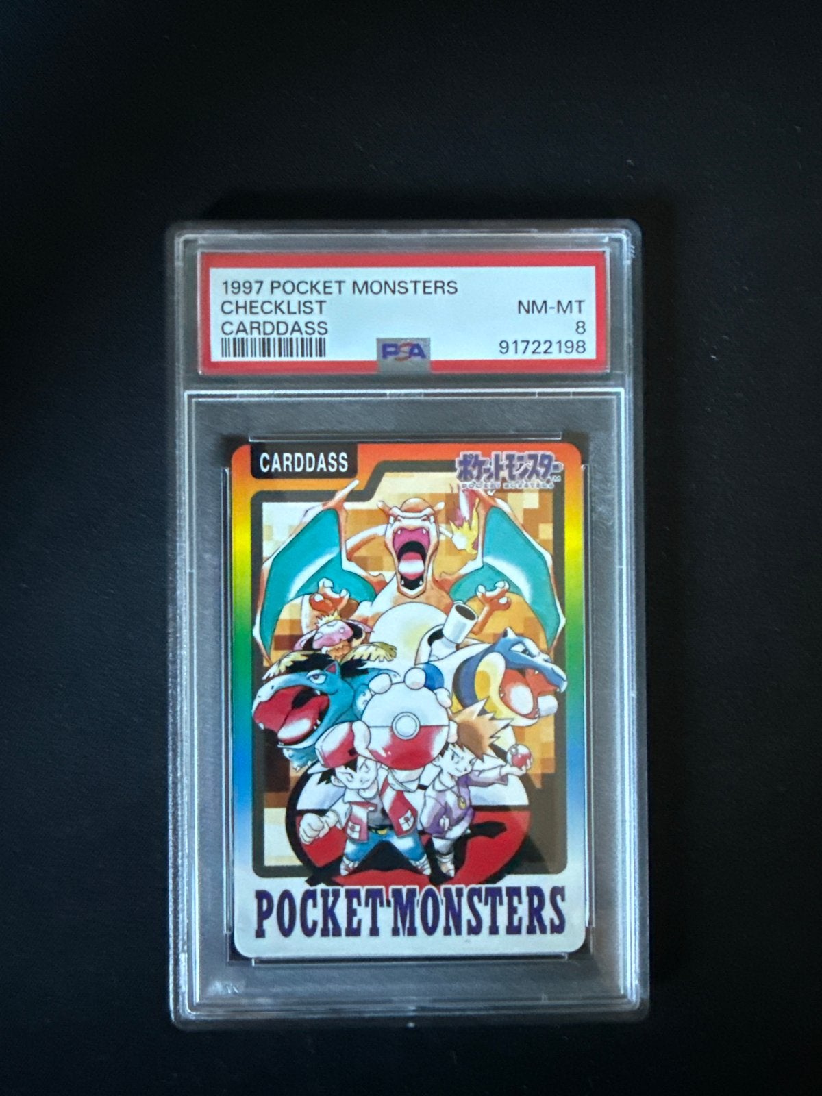 1997 Pocket Monsters Checklist Carddass PSA 8, Hobby en Vrije tijd, Ophalen of Verzenden, Zo goed als nieuw, Losse kaart