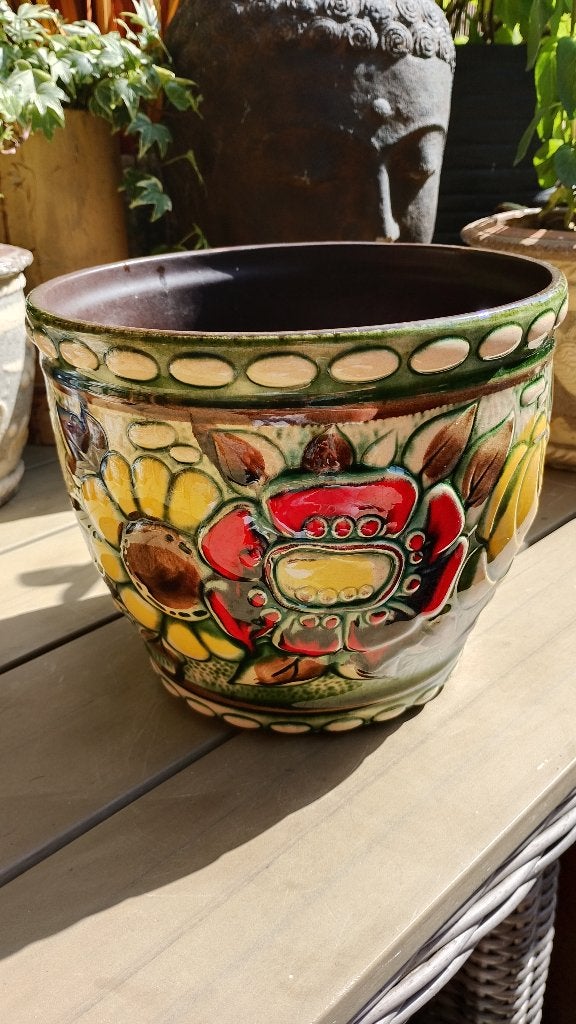 Vintage West Germany keramiek bloempot jaren 70, Antiek en Kunst, Antiek | Keramiek en Aardewerk, Ophalen of Verzenden