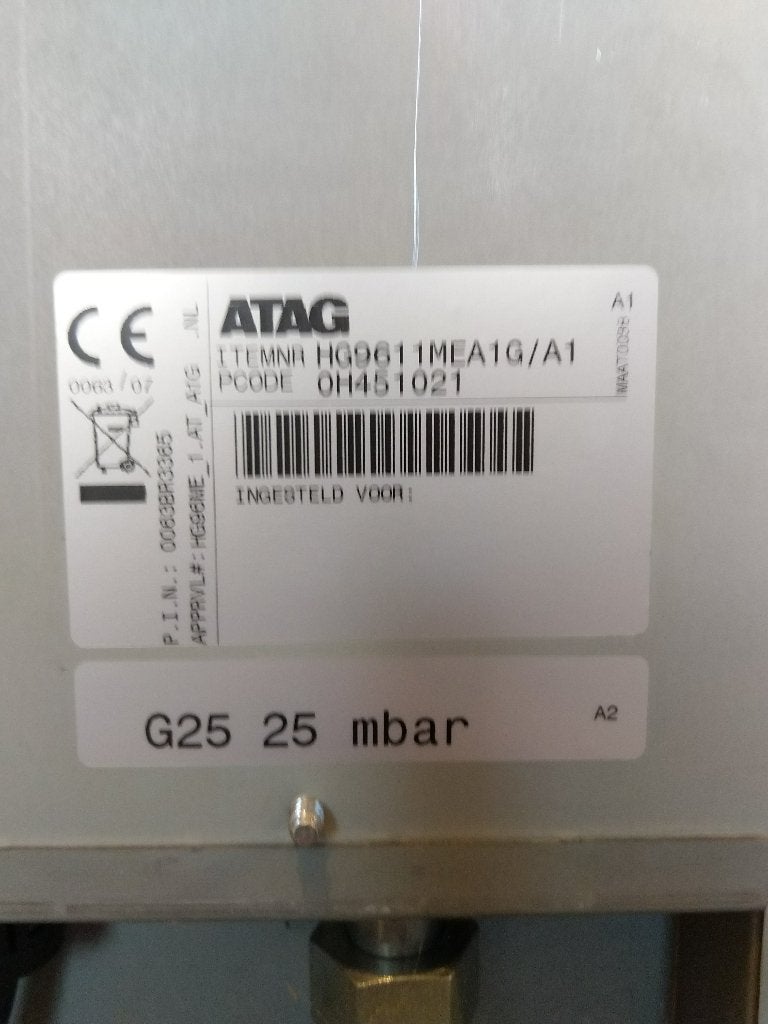 GRATIS. ATAG kookplaat 90 cm Gas op glas, Ophalen, Gebruikt, Zwart, 50 tot 100 cm