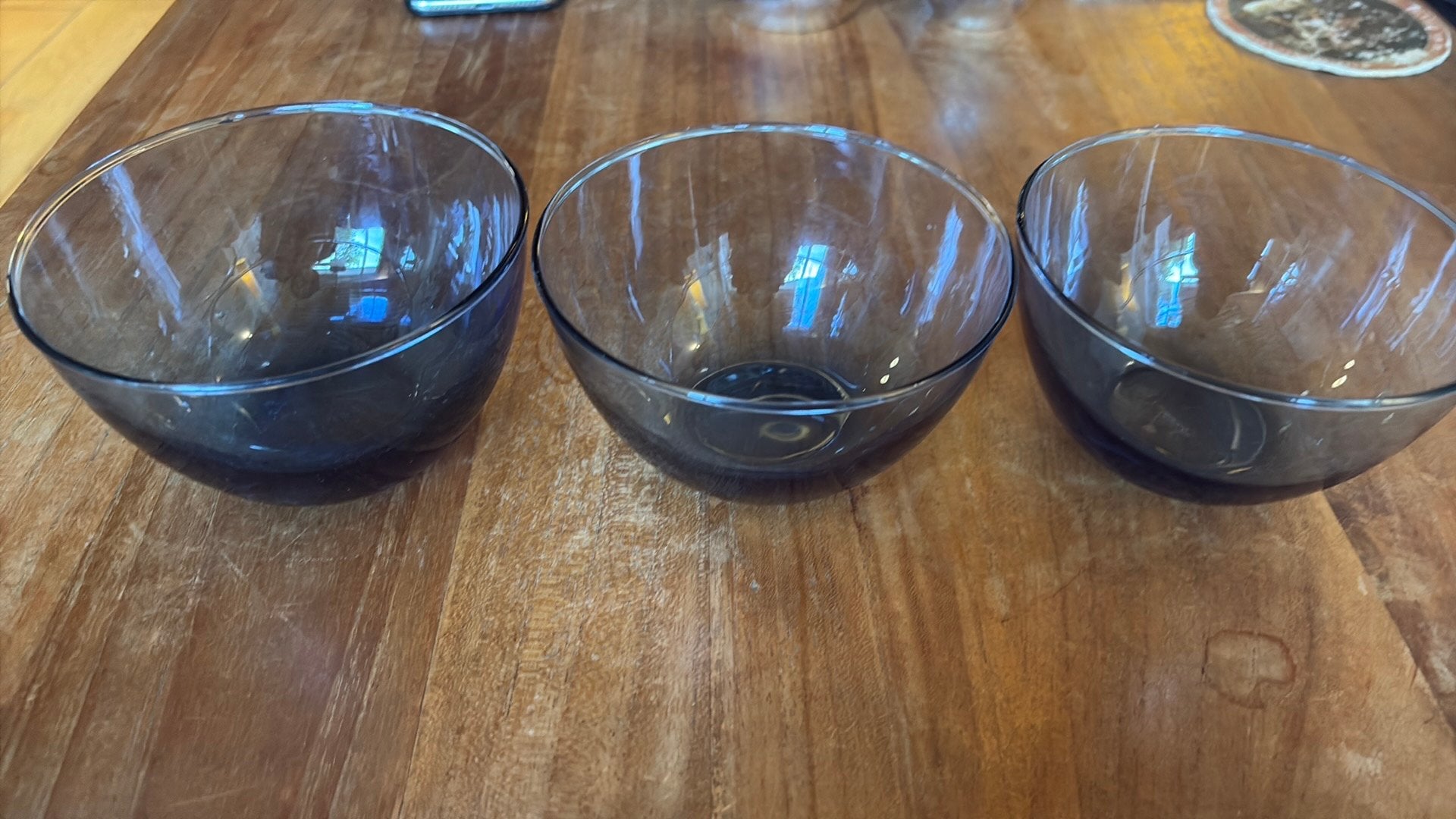3x dik kobaltblauw glazen schaal - vintage - Leerdam  stijl, Ophalen of Verzenden, Zo goed als nieuw, Rond, Glas