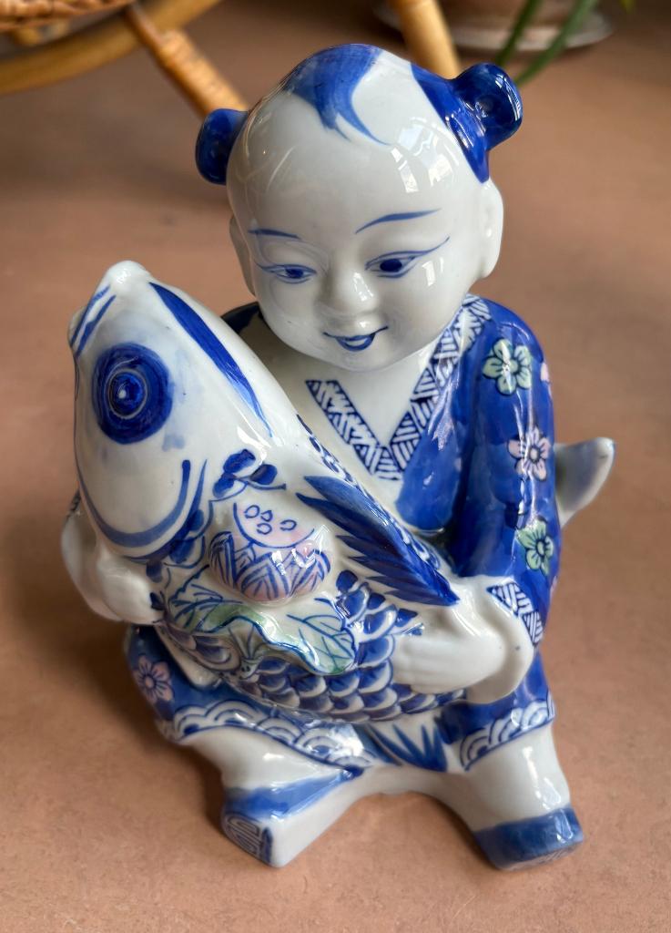 Mooi Chinees porseleinen beeldje, vintage, 18 cm, Ophalen of Verzenden