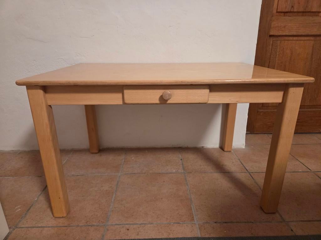 Houten kindertafel met lade - 90x60x52 cm, Ophalen, Zo goed als nieuw