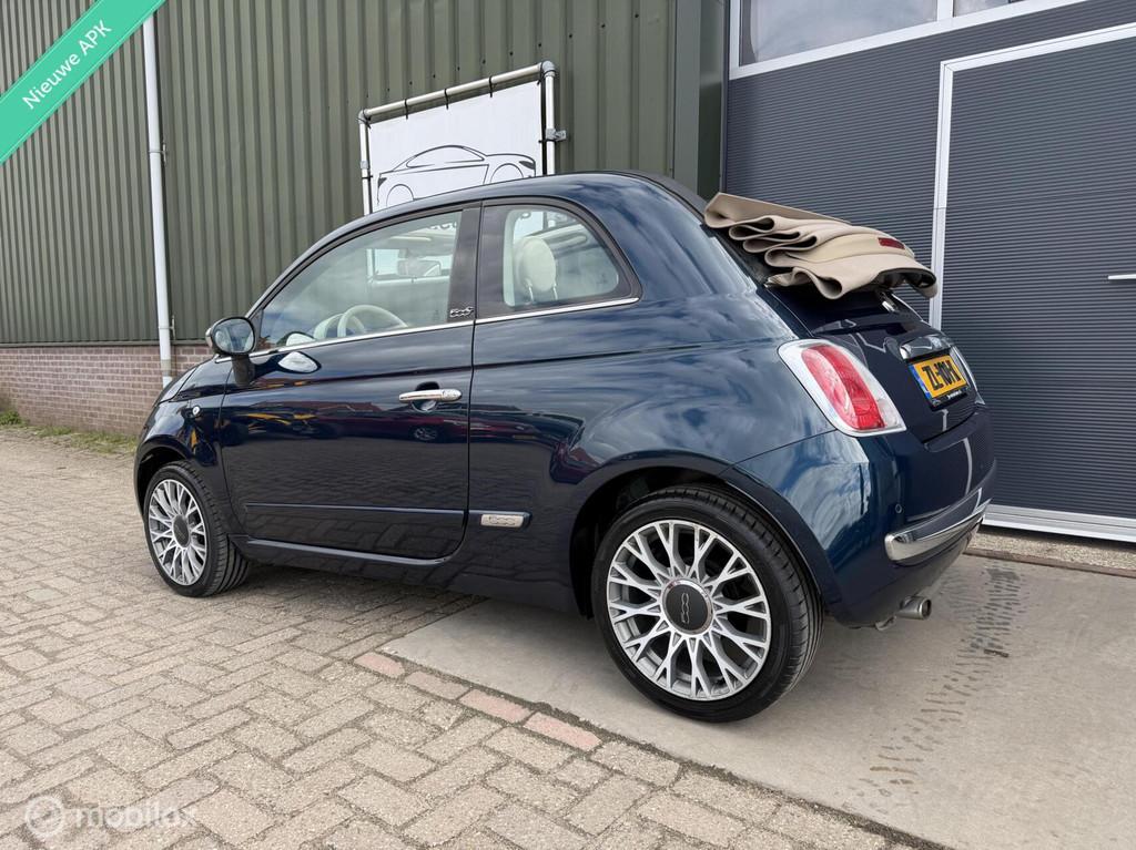 Fiat 500 1.2 Lounge Cabrio|Airco|Bleu&me|Leder|PDC|APK nieuw, Gebruikt, 4 cilinders, Leder, Bedrijf
