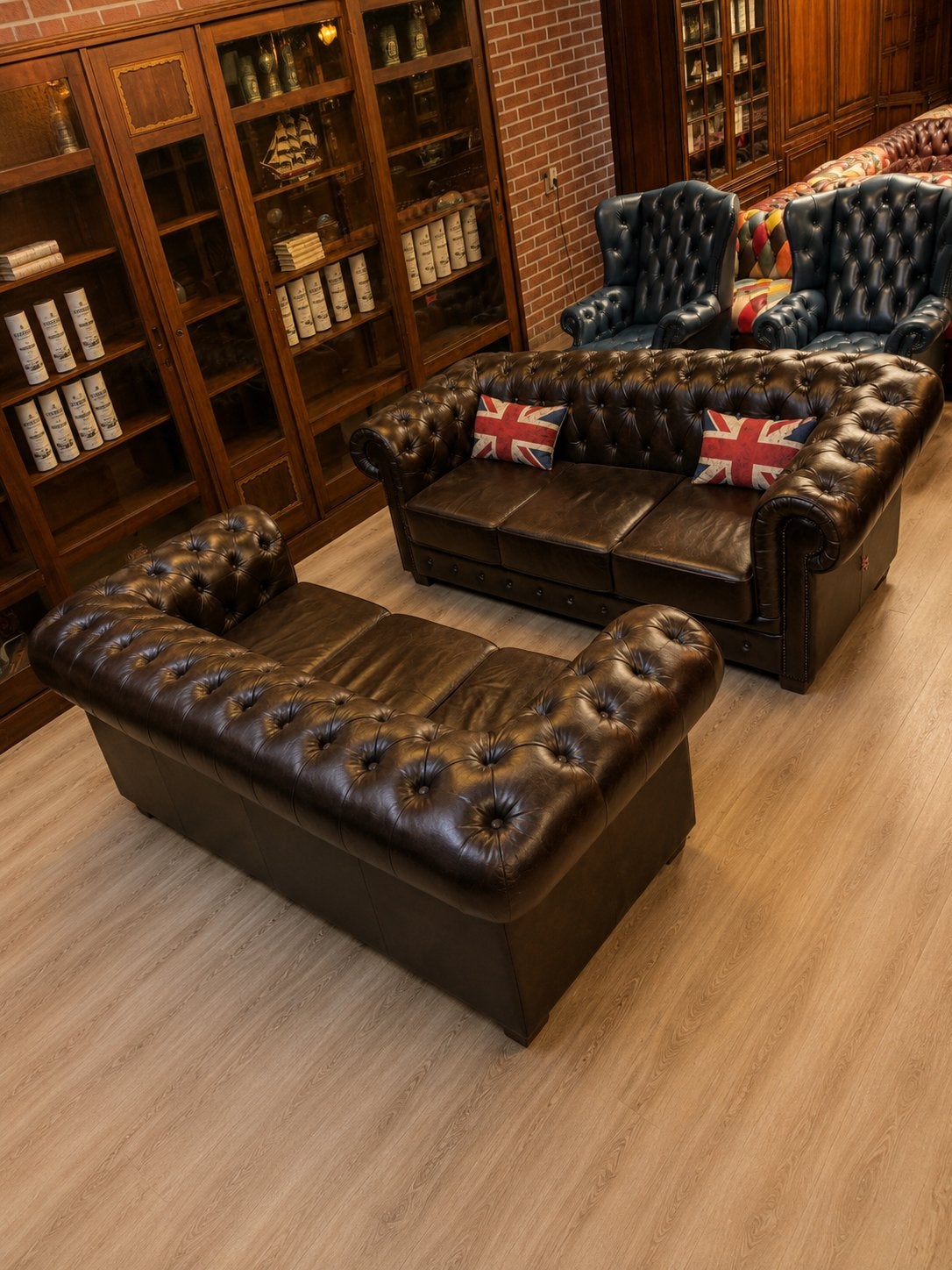 Birmingham Chesterfield 3+3 Leer, Huis en Inrichting, Banken | Bankstellen, Ophalen, Info@chesterfieldjunkie.nl, Gosem engelsstraat