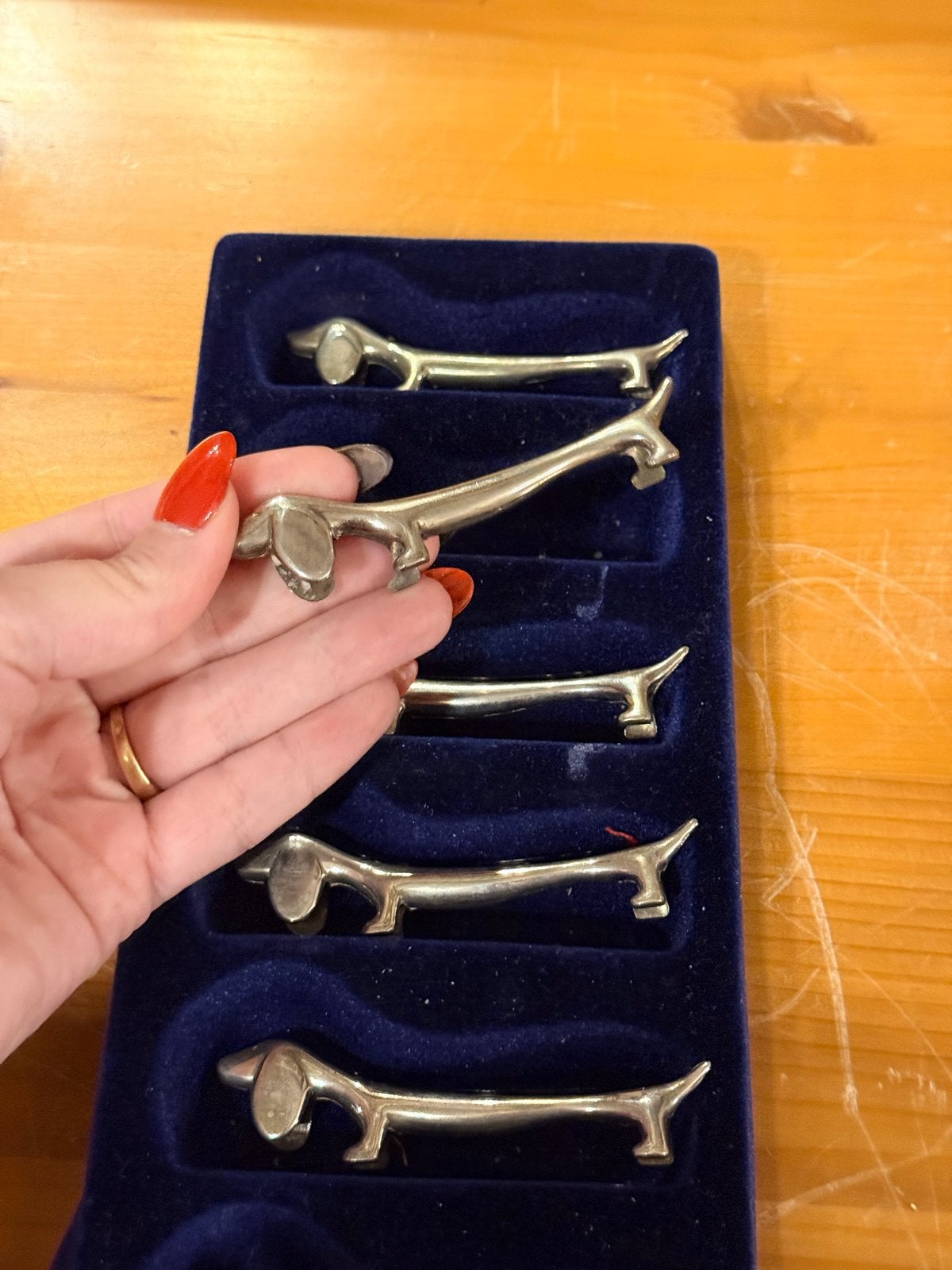 Set van 6 Teckel Bestekhouders / Mesopleggers, Ophalen of Verzenden
