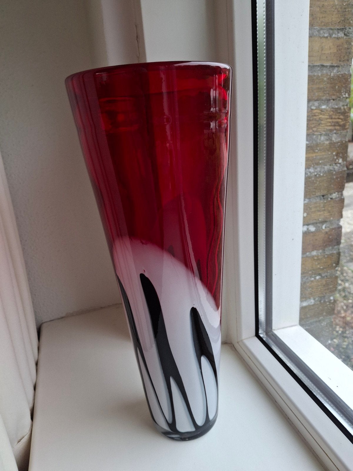 Glazen vaas, Huis en Inrichting, Ophalen of Verzenden, Zo goed als nieuw, Rood, Glas