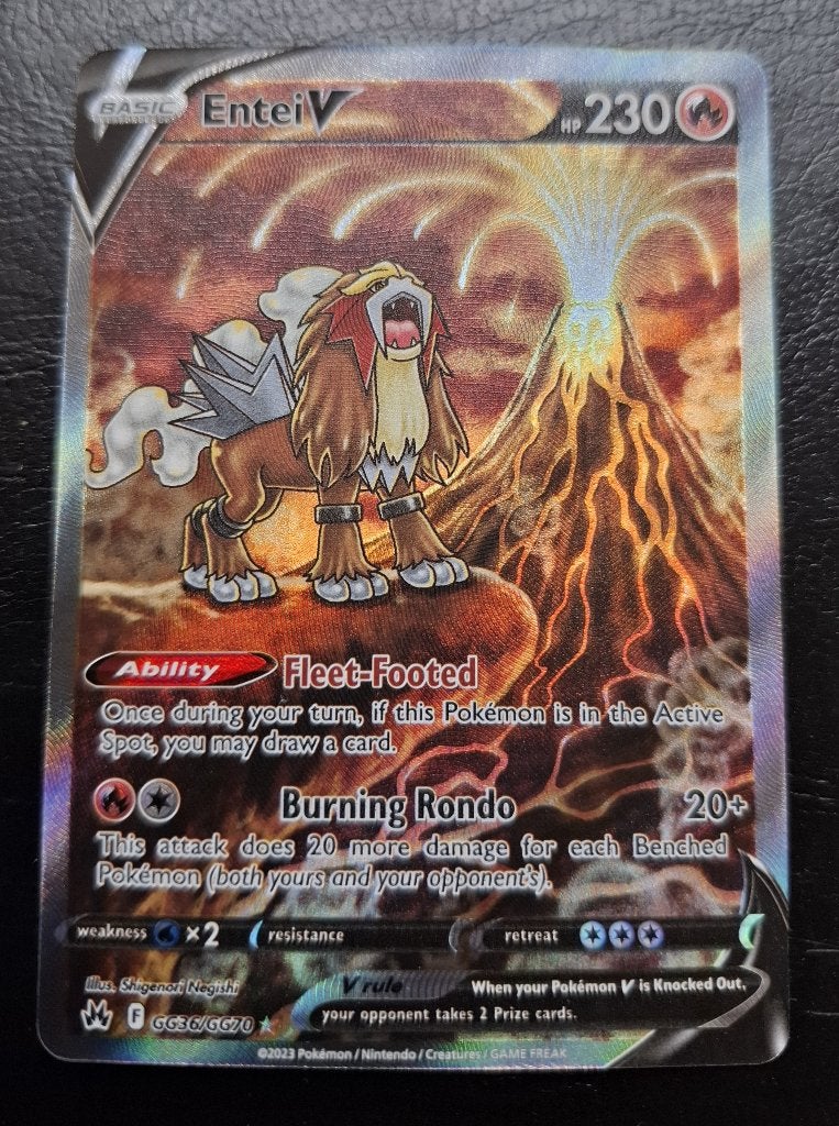 Pokemon Entei V GG36 Crown Zenith, Ophalen of Verzenden, Zo goed als nieuw, Losse kaart, Foil