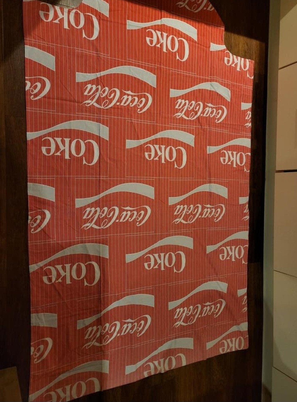 Vintage Coca-Cola eenpersoons dekbedovertrek, Gebruikt, Eenpersoons, Dekbedovertrek, Ophalen of Verzenden