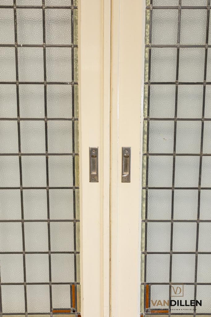 Antieke ensuite schuifdeuren glas in lood 210.5 x 87, 120 cm of meer, Binnendeur, Ophalen of Verzenden, Zo goed als nieuw