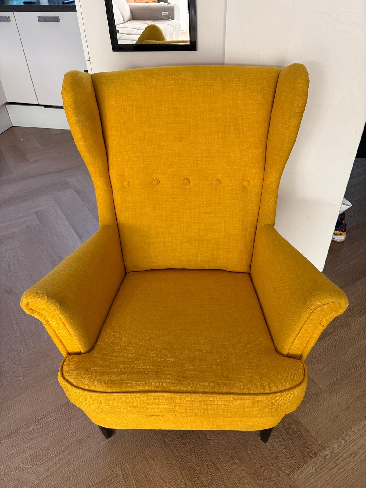 Strandmon Geel, Huis en Inrichting, Fauteuils, Ophalen, Gebruikt, 75 tot 100 cm