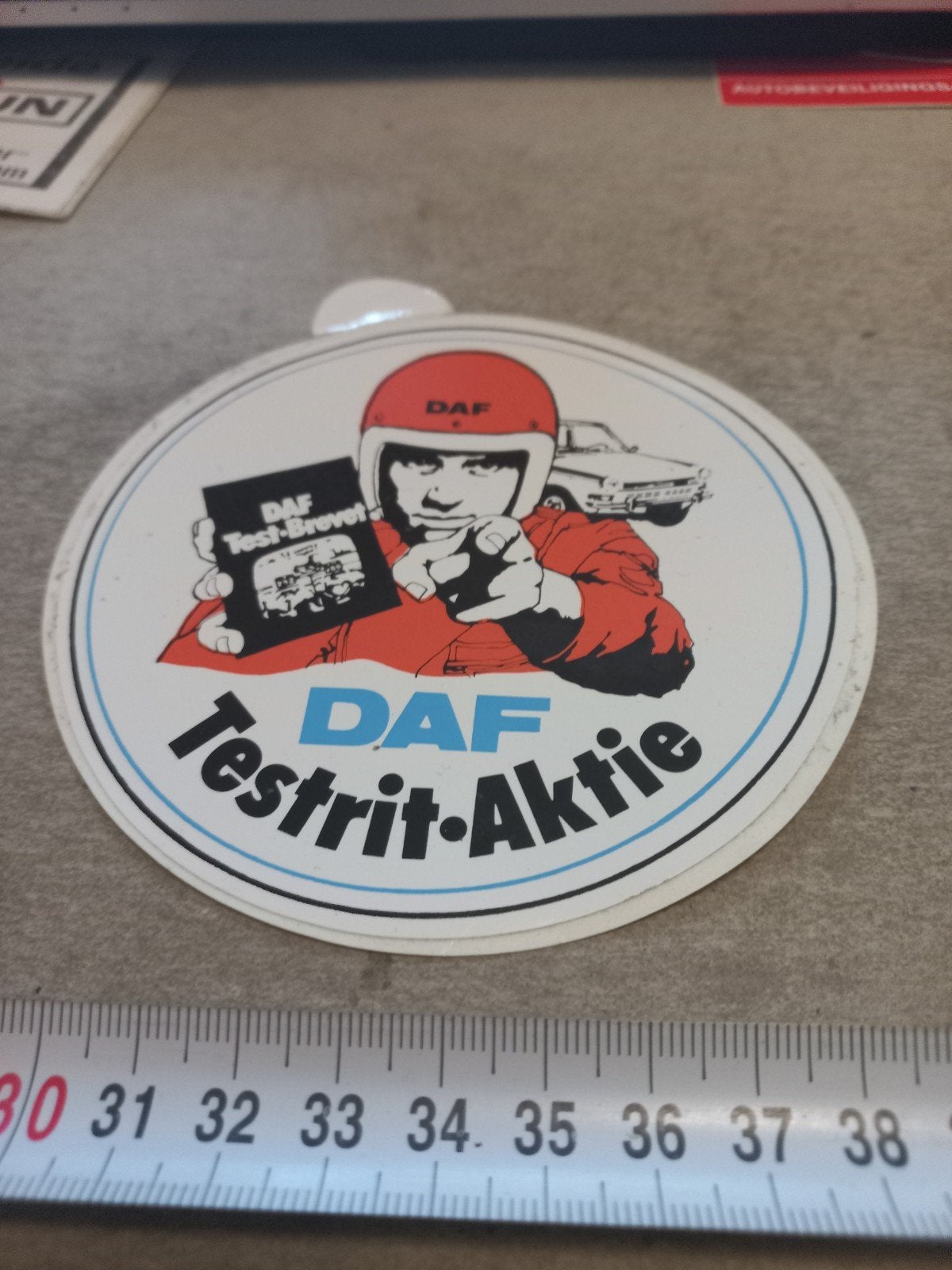 Vintage DAF Testrit-Aktie Sticker - Zeldzaam Verzamelobject, Ophalen of Verzenden
