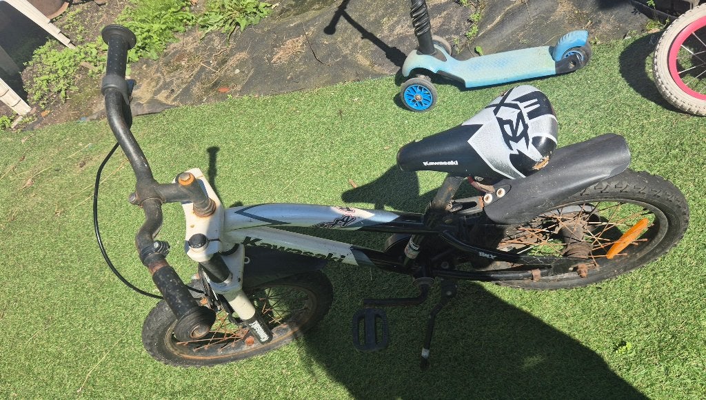 Kawasaki kinderfiets - 16 inch, Fietsen en Brommers, Ophalen, Terugtraprem, Gebruikt, Kawasaki