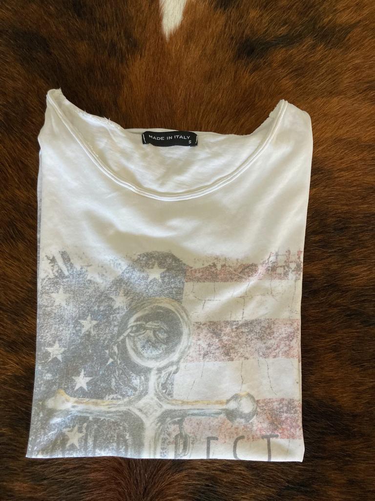 t-shirt wit - S - leuke opdruk Our Seas 100%, Ophalen of Verzenden, Gedragen, Maat 46 (S) of kleiner, Wit