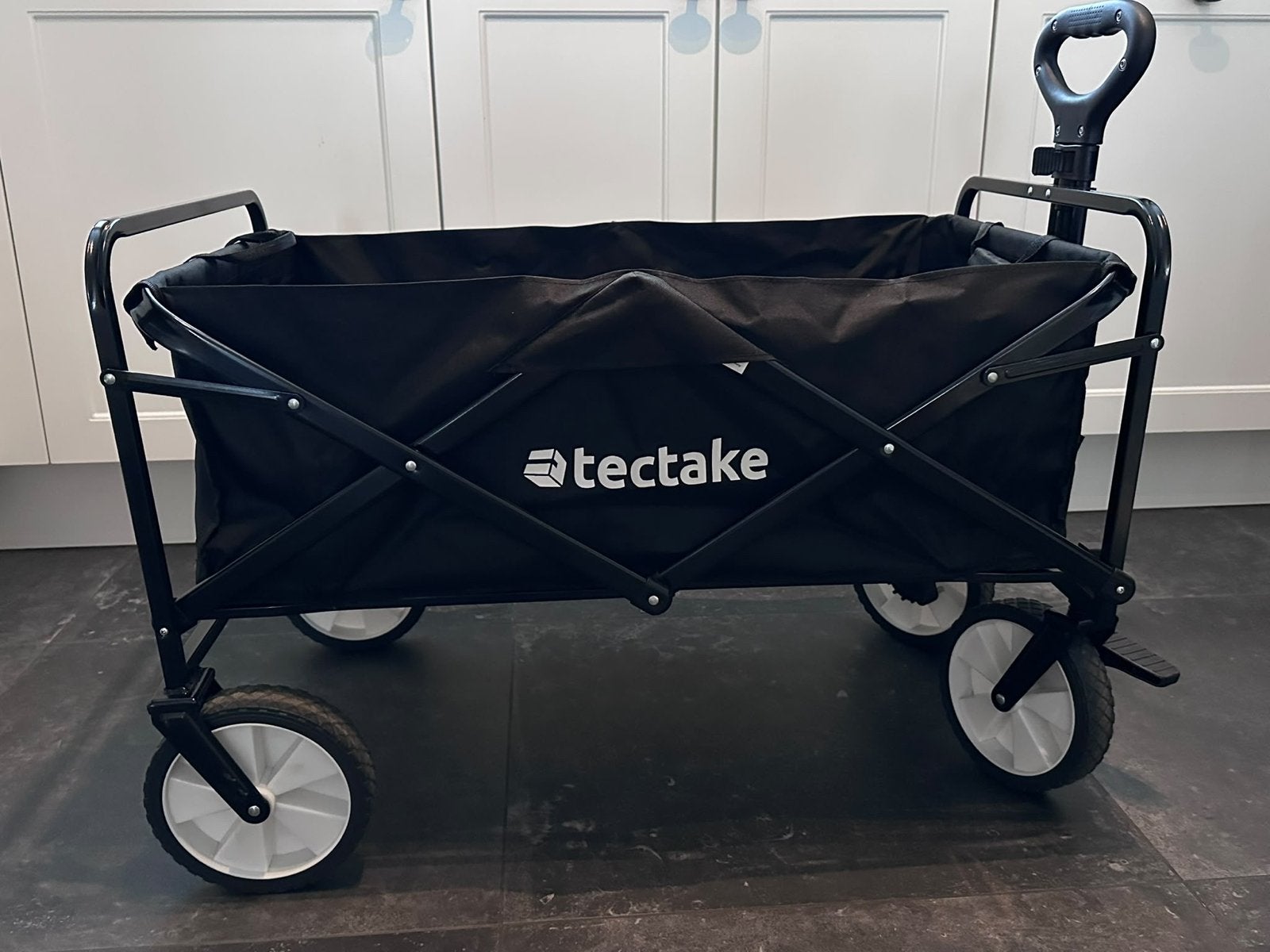 Tectake opvouwbare bolderkar - Zwart, Caravans en Kamperen, Ophalen, Opvouwbaar, Zo goed als nieuw