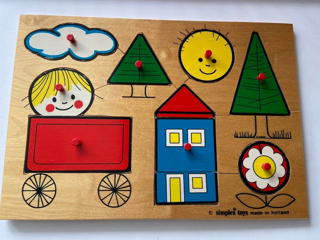 Simplex puzzel kleuterpuzzel vormen, 2 tot 4 jaar, Gebruikt, Ophalen of Verzenden, Van hout