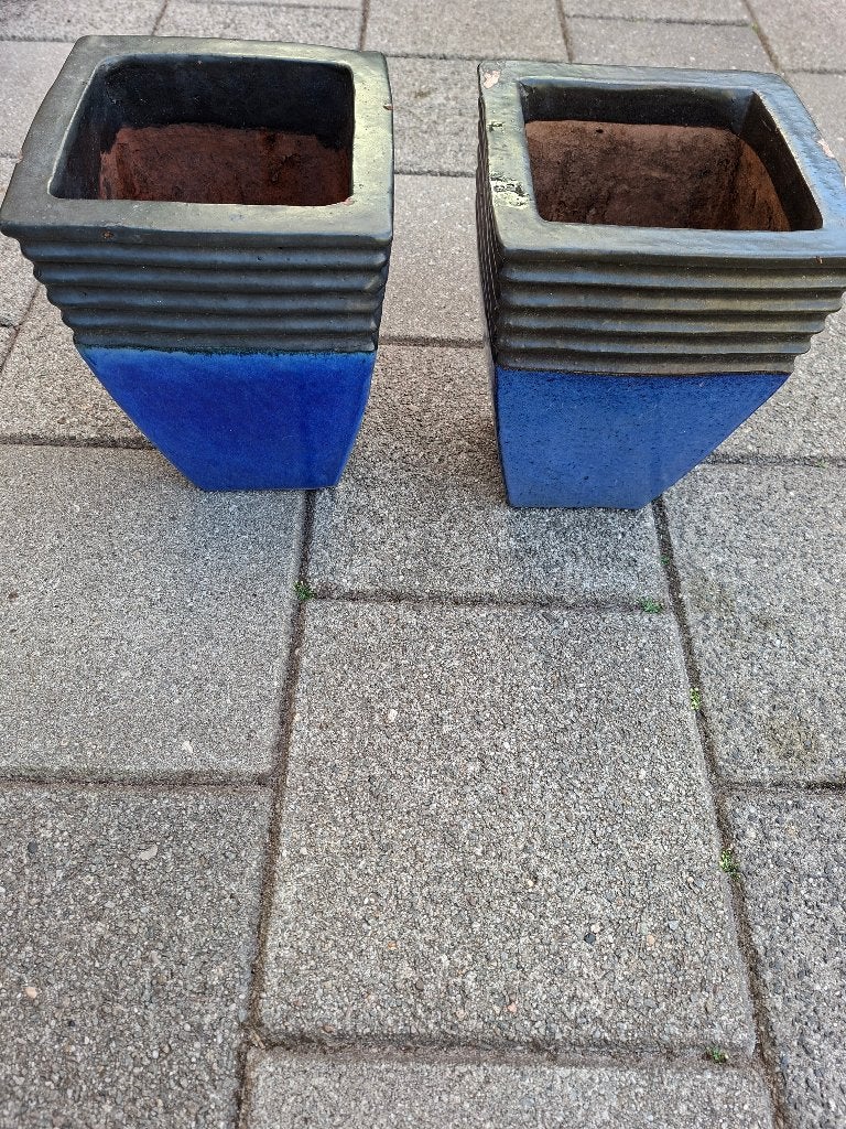 2 Terracotta potten, Tuin en Terras, Bloempotten, Ophalen, Gebruikt, Vierkant, Terracotta