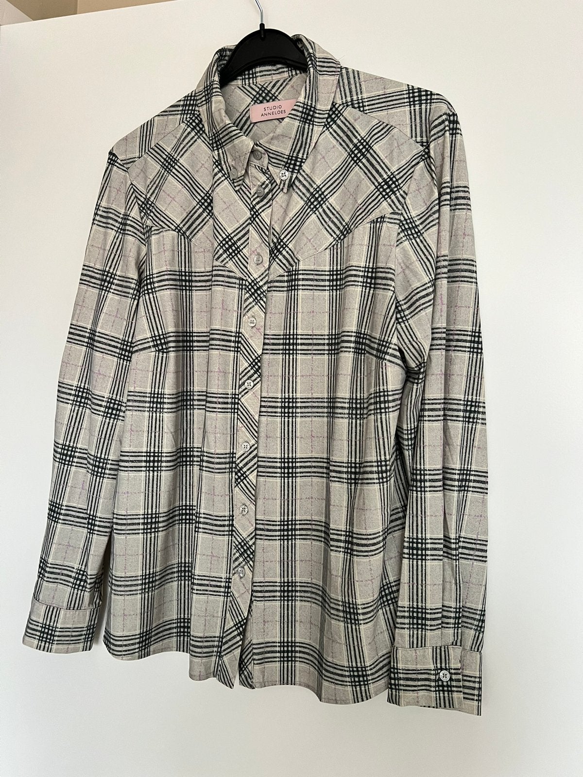 Studio anneloes bobby western check blouse L antraciet/kit, Maat 42/44 (L), Ophalen of Verzenden, Zo goed als nieuw, X