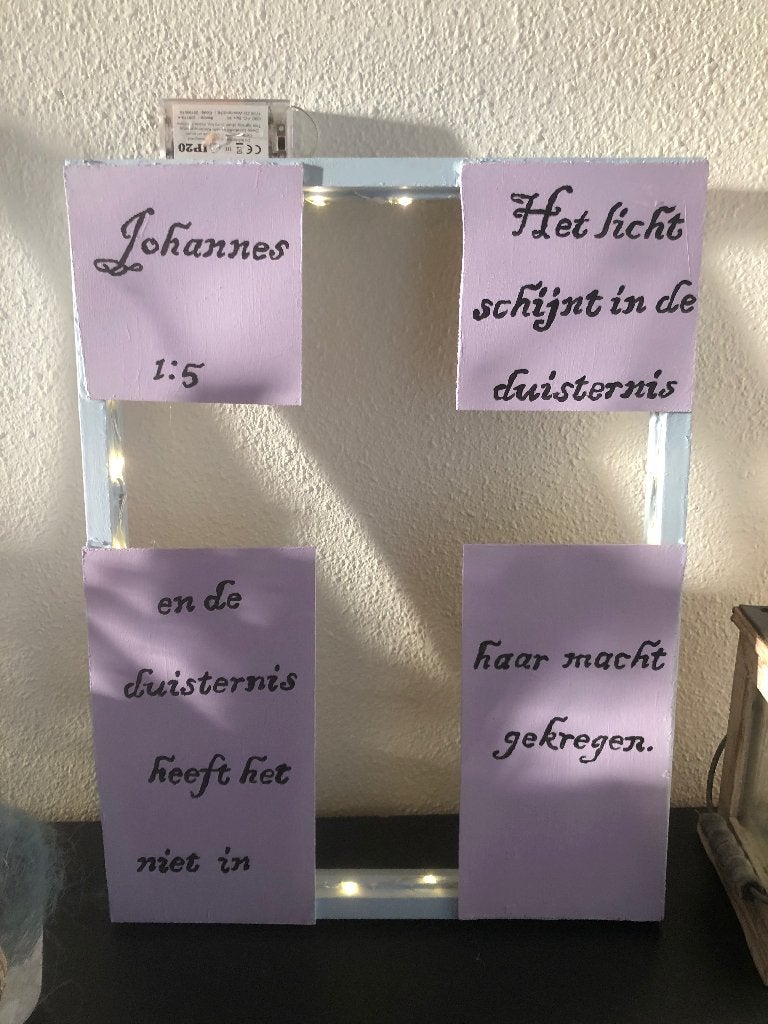 Schilderij joh 1:5, Ophalen of Verzenden