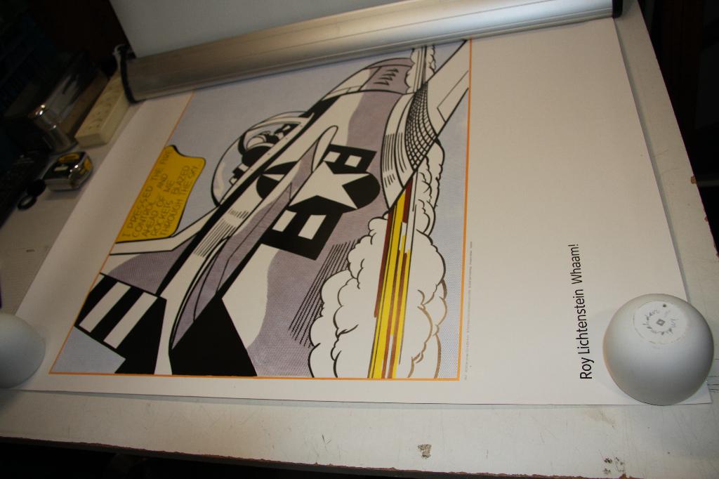 lichtenstein whaam 2x poster 80/60 gaatjes punaise (262), Antiek en Kunst, Kunst | Litho's en Zeefdrukken, Ophalen of Verzenden