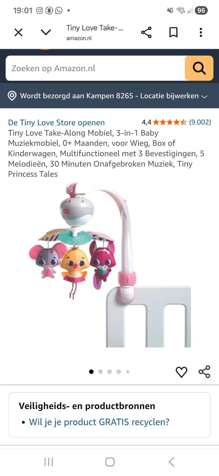 Tiny Love Take Along Muziekmobiel - Tiny Princess Tales, Ophalen of Verzenden, Nieuw, Mobiel