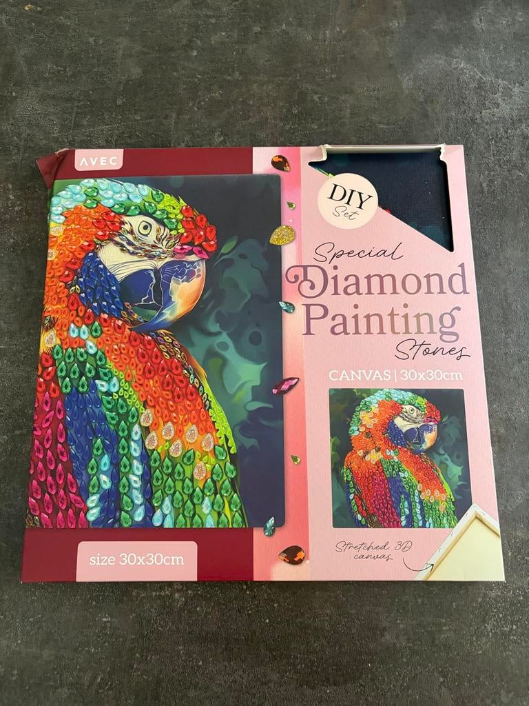 Diamond Painting Papegaai - 30x30cm, Ophalen of Verzenden, Zo goed als nieuw, Schilderen op nummer