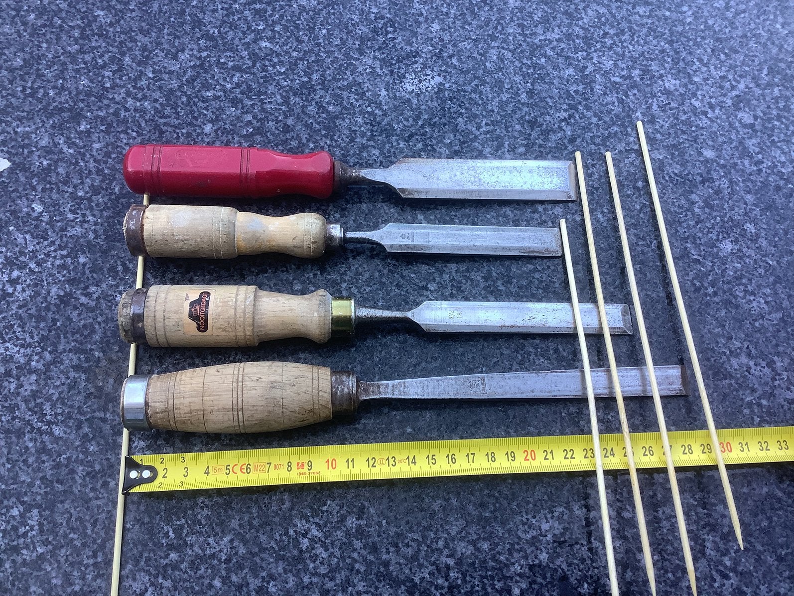 Nooitgedagt beitels JNIJ  vintage 4 stuks, Ophalen of Verzenden, Gebruikt, Beitel, Nooitgedacht