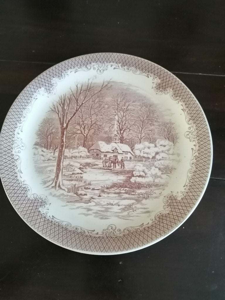 Een leuke wandbord Swiss winter Landschap, 29,5cm,Italy, Antiek en Kunst, Ophalen of Verzenden