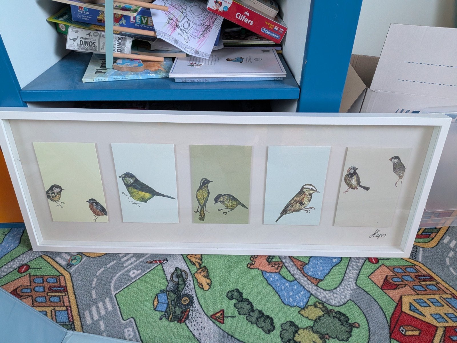 Schilderij met diverse vogels in lijst, Ophalen, Papier/karton, Print, Dieren