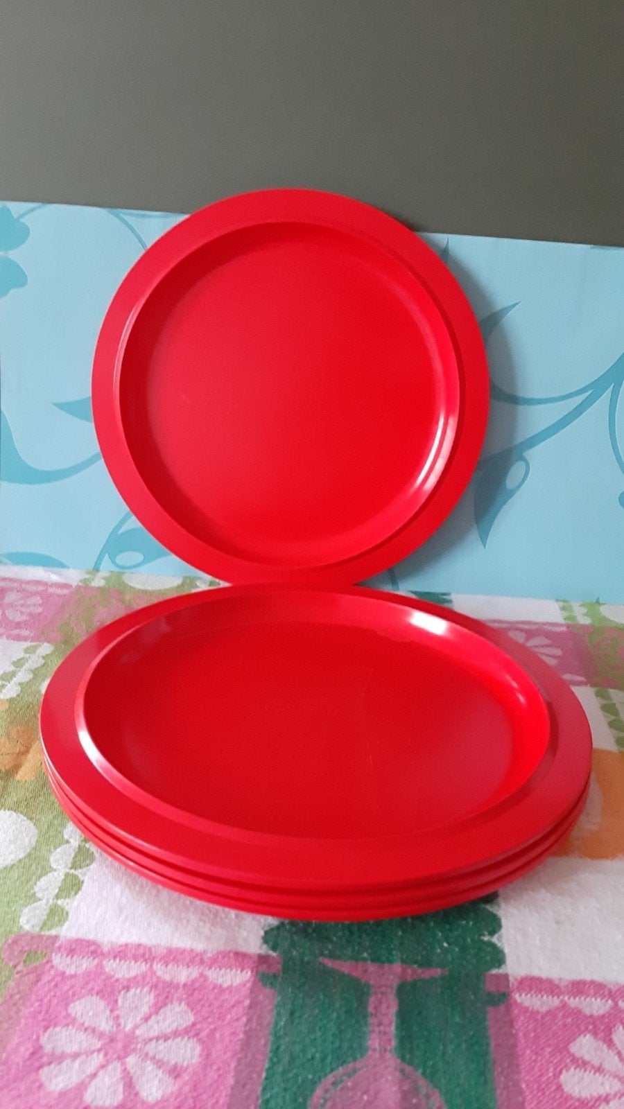 4 Mepal rode borden,diner borden., Ophalen of Verzenden