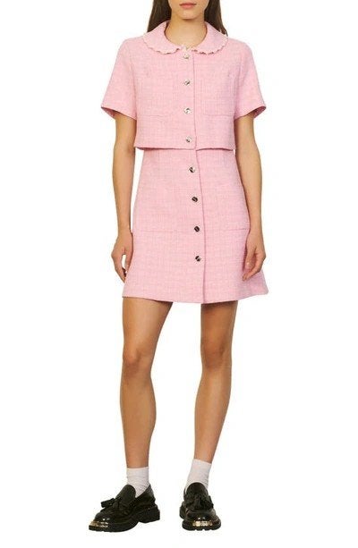 Sandro roze tweed jurk met kraagje, Kleding | Dames, Sandro, Nieuw, Ophalen of Verzenden, Roze