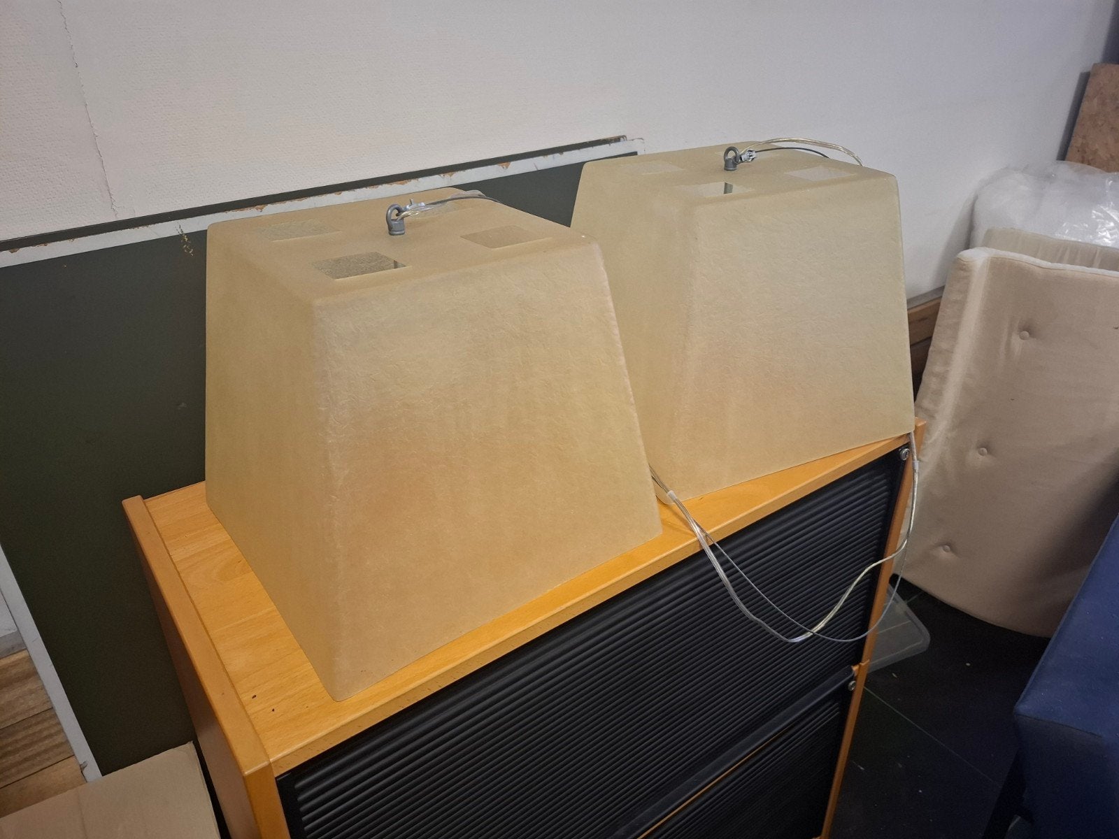 2 Stuks Kunststof Design Lampenkappen, Hanglamp, Beige, Vierkant, 30 cm
