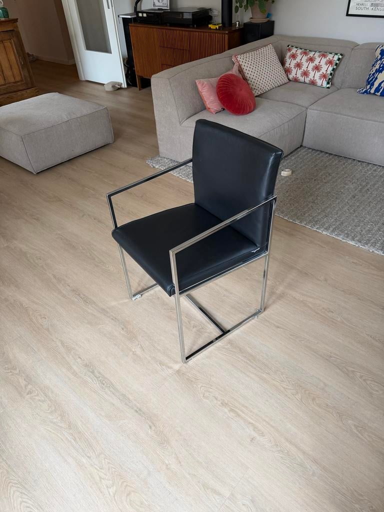2 Leren stoelen van Framati Design, Huis en Inrichting, Stoelen, Twee, Zwart, Leer, Ophalen of Verzenden