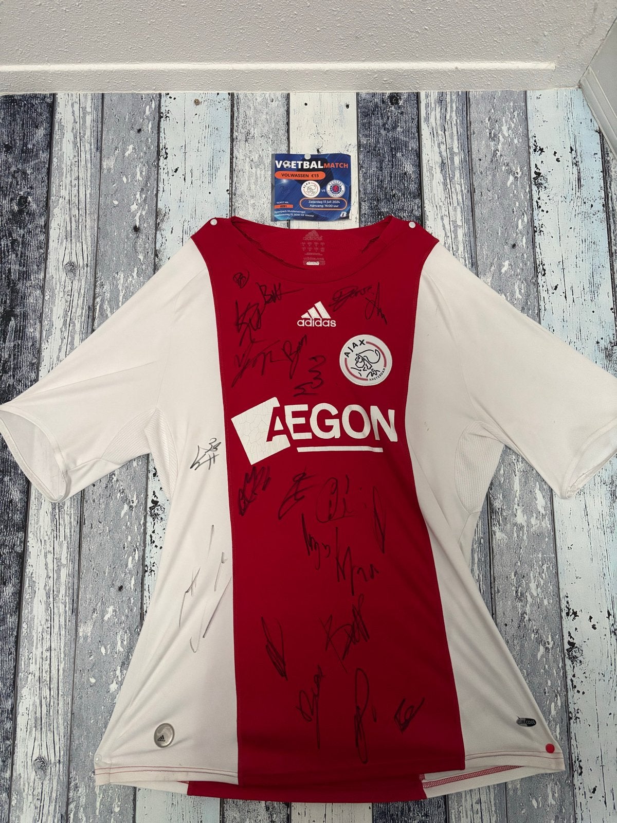 Ajax shirt met handtekeningen, Ophalen, Gebruikt, Shirt