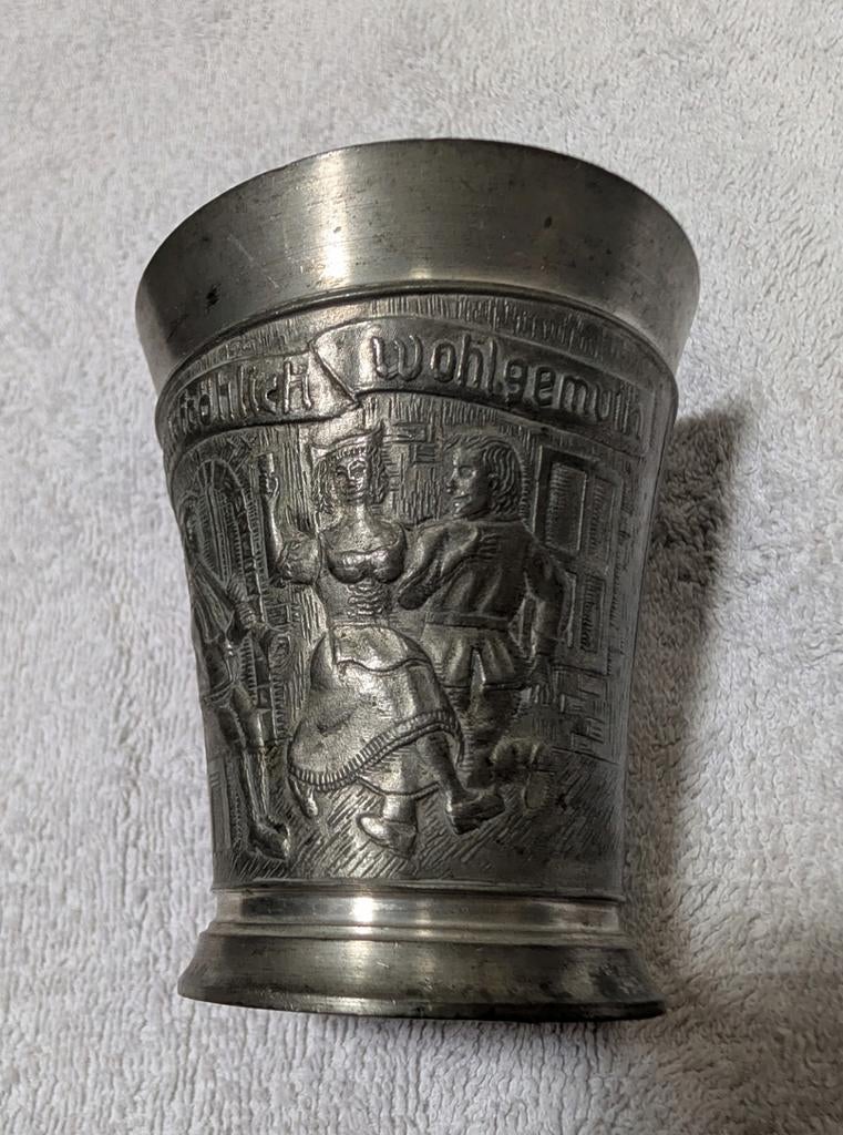 Vintage Tinnen Bekertje - BMF Rein Zinn - Reliëf, Ophalen of Verzenden
