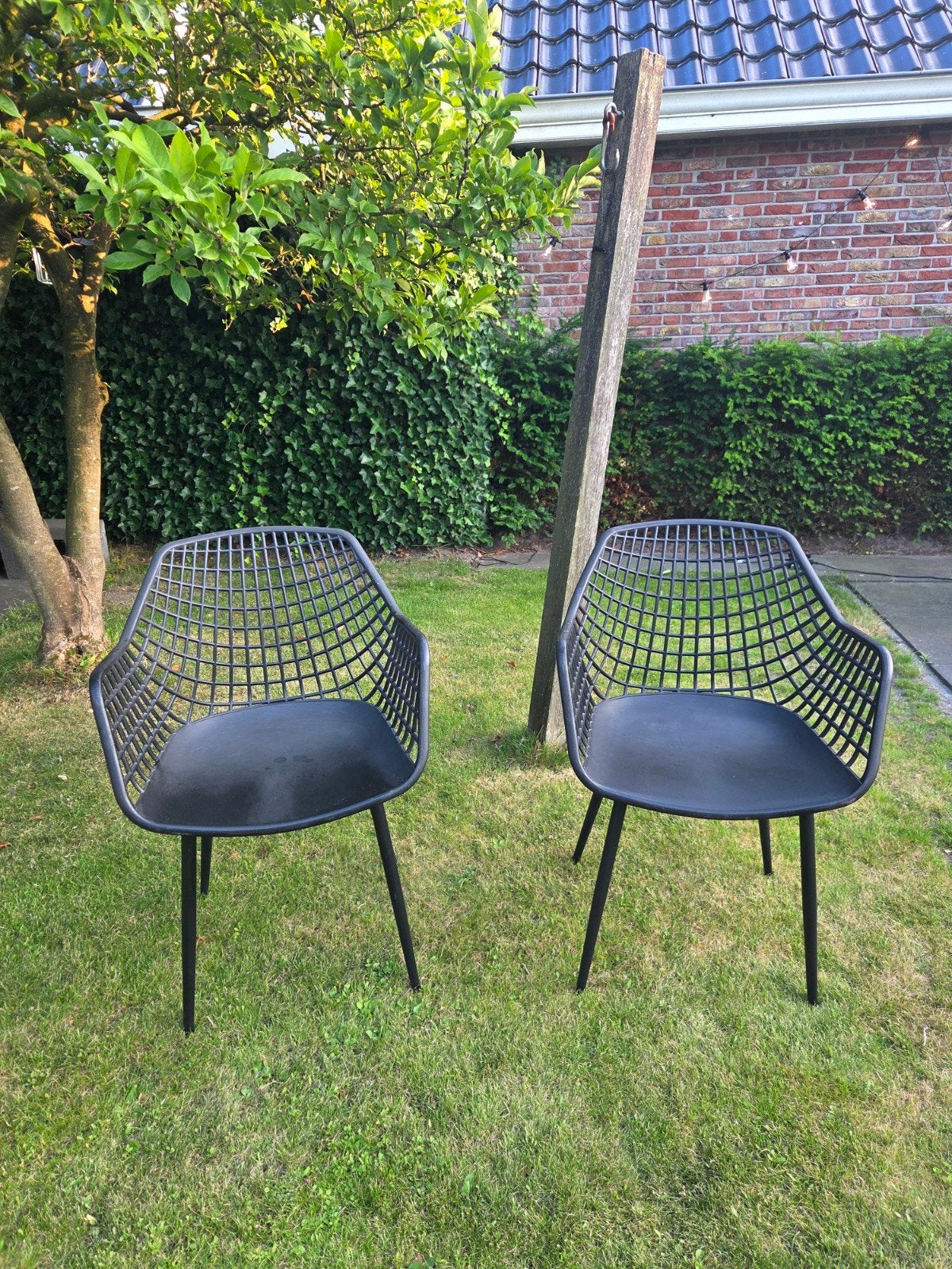 Kuipstoelen tuinstoelen zwart, Tuin en Terras, Ophalen, Gebruikt, Kunststof
