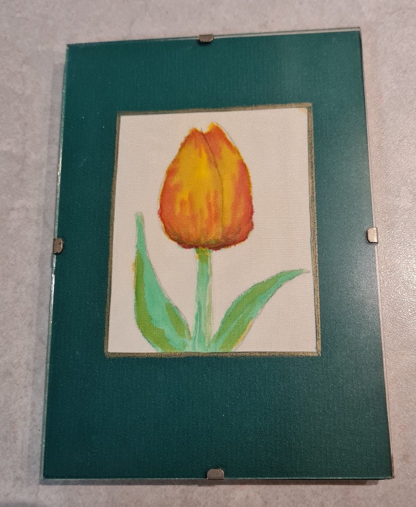 Tulp op zijde geschilderd, Ophalen of Verzenden