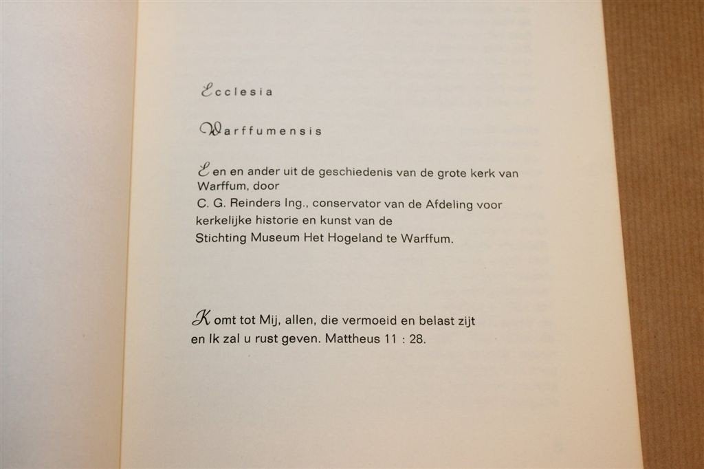 Ecclesia Warffumensis — Kerk Warffum 1970, Oplage 2500, Ophalen of Verzenden, Gelezen
