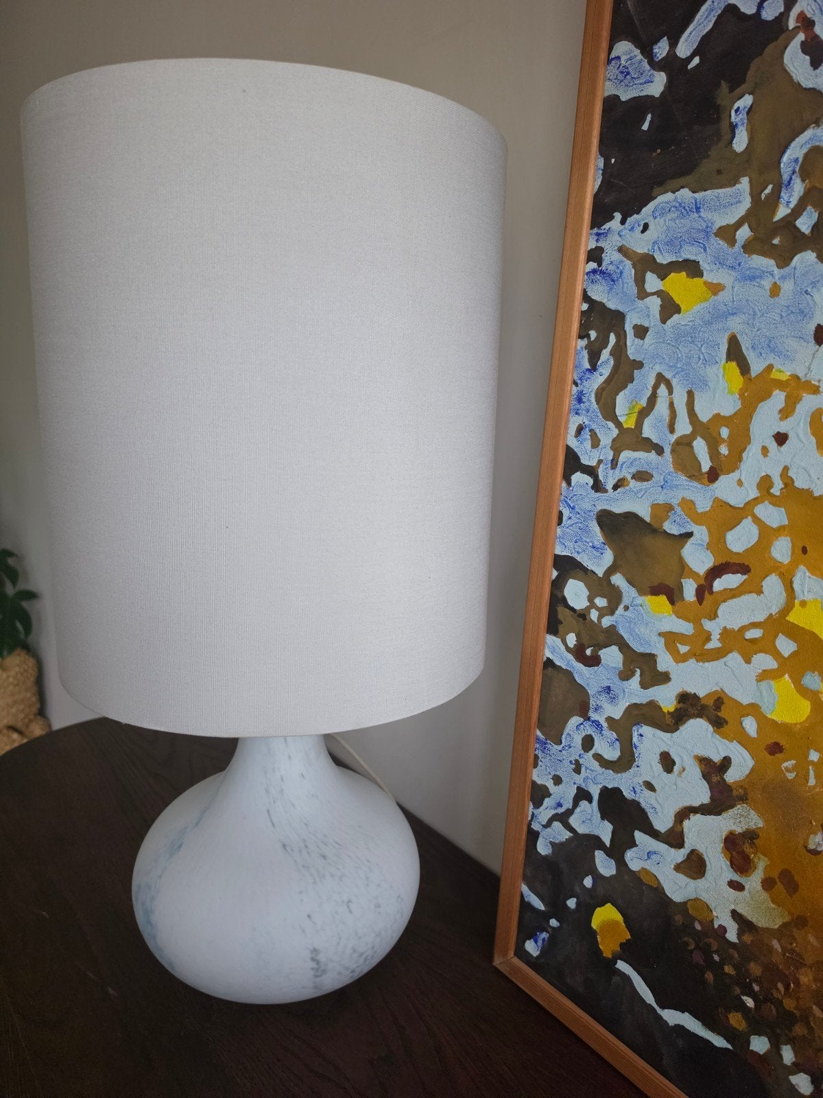 Limburg glashütte lamp vintage tafellamp mat glas, Vintage, Ophalen of Verzenden, 75 cm of meer, Glas