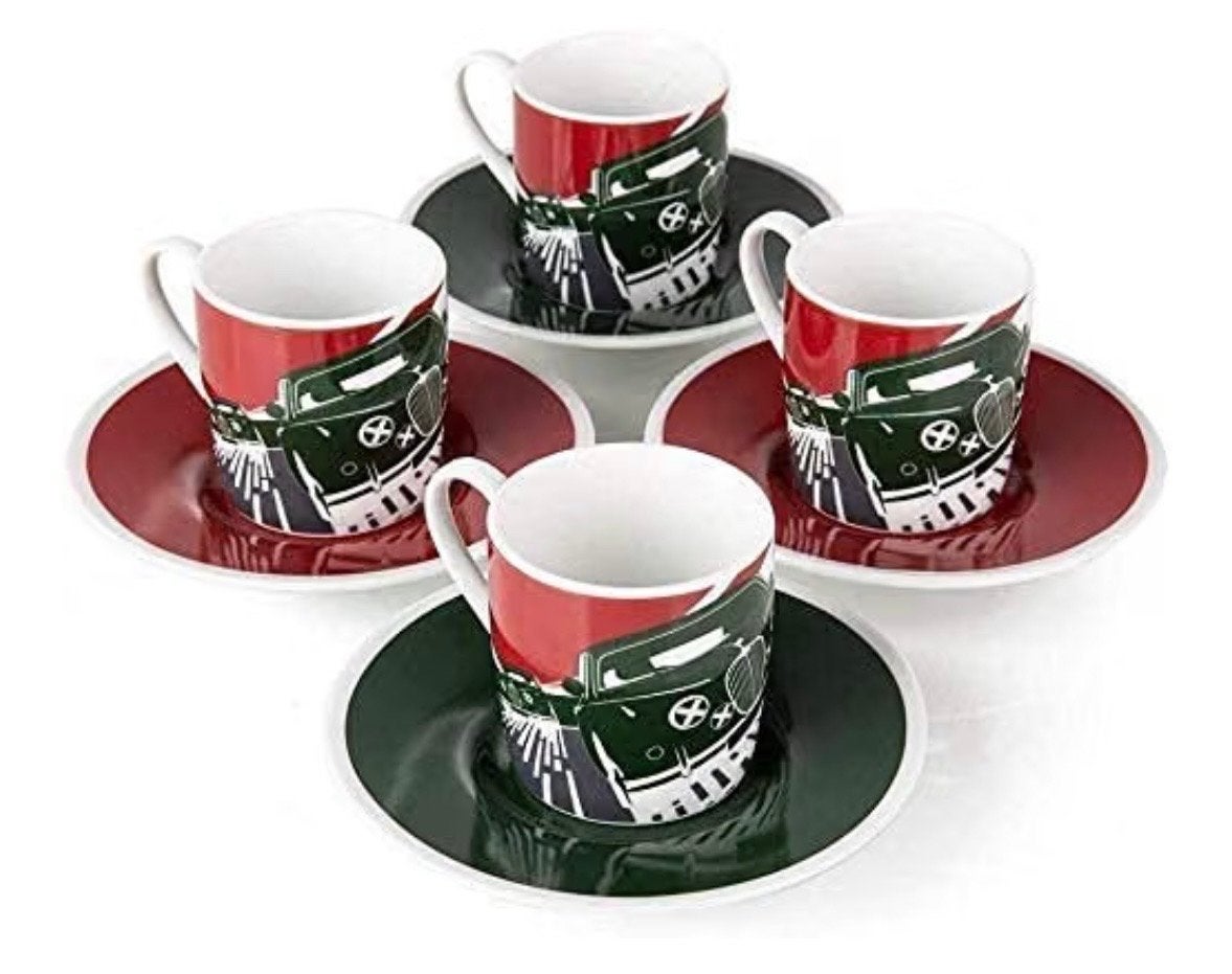 Jaguar Heritage Dynamic Graphic Espresso Set - 4 kopjes, Huis en Inrichting, Keuken | Servies, Overige merken, Keramiek, Ophalen of Verzenden