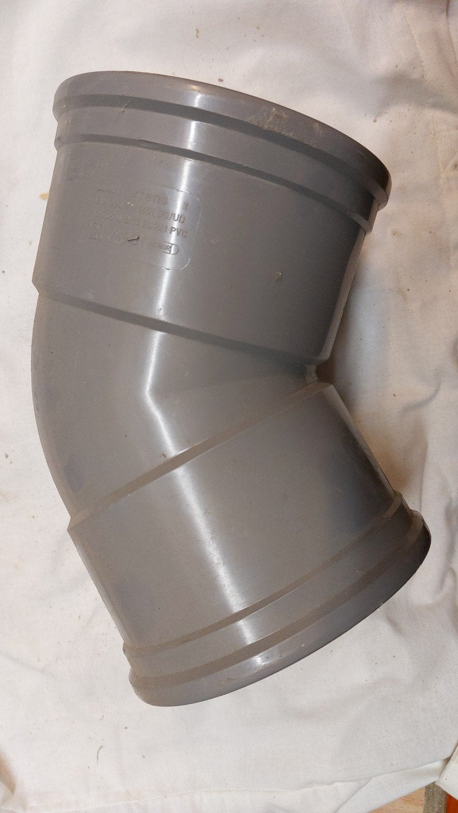PVC afvoerbocht 45 graden doorsnede 125 mm, Bochten, Pvc, Ophalen of Verzenden, Zo goed als nieuw