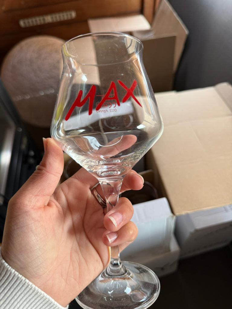 Max glazen 6x, Verzamelen, Ophalen, Zo goed als nieuw, Bierglas