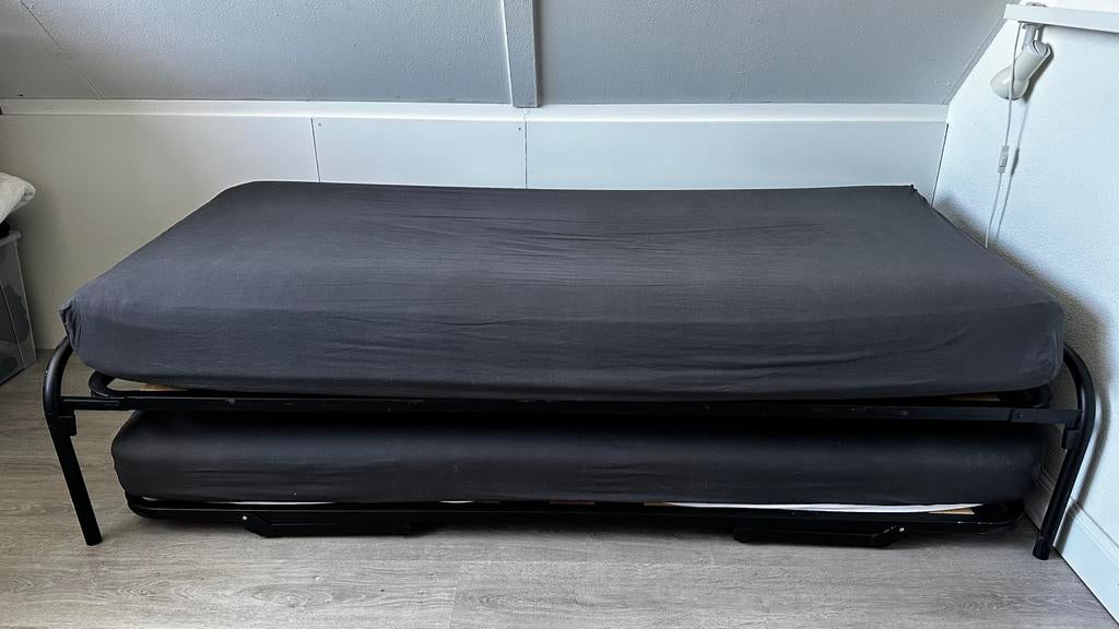 Dubbel logeerbed te koop, Ophalen, Gebruikt, 90 cm, Eenpersoons