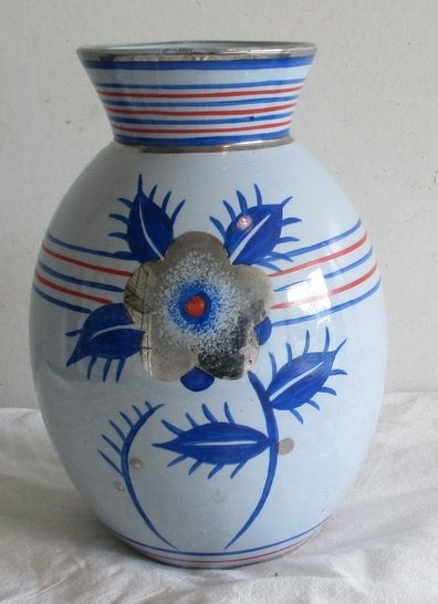 aparte Boch Keramis Catteau blauw zilver bloemen lijnen 149, Antiek en Kunst, Verzenden
