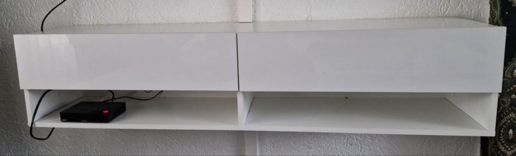 Witte zwevende tv-meubel / wandmeubel, Ophalen, Overige materialen, Modern, 150 tot 200 cm