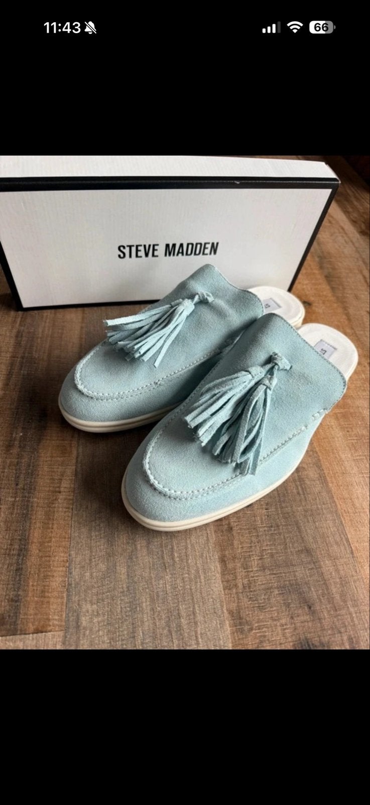 Nieuwe Steve madden loafers/muiltjes - lichtblauw, Ophalen of Verzenden, Nieuw, Blauw, Sandalen of Muiltjes