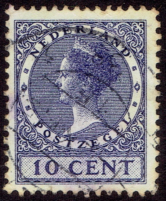 Nederland 1934, Wilhelmina Veth, 10 cent, watermerk, violet, Postzegels en Munten, Verzenden, T/m 1940, Gestempeld