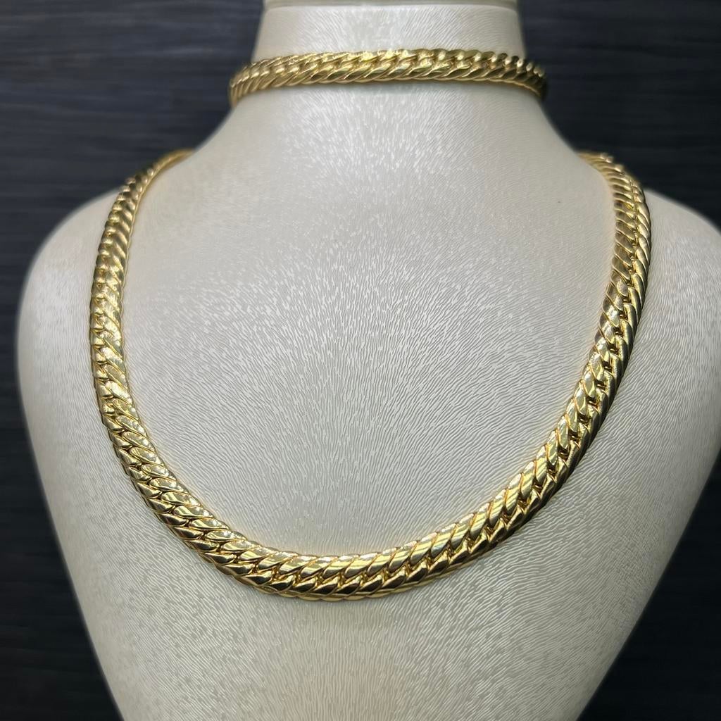 18 karaat gouden ketting en armband gourmet set, Ophalen of Verzenden, Zo goed als nieuw, Goud