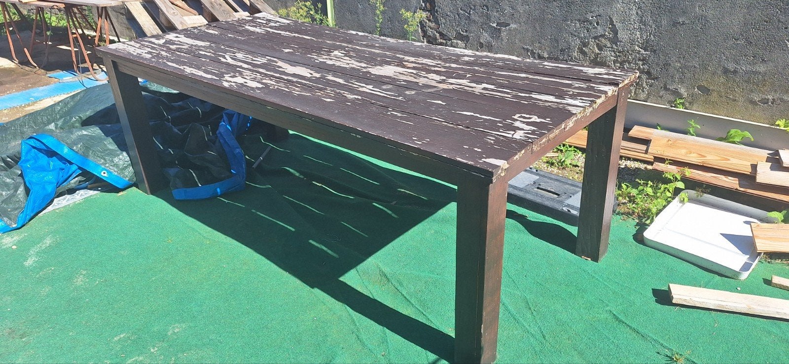 gratis houten tuintafel - opknapper, Ophalen, Gebruikt, Rechthoekig, Hout