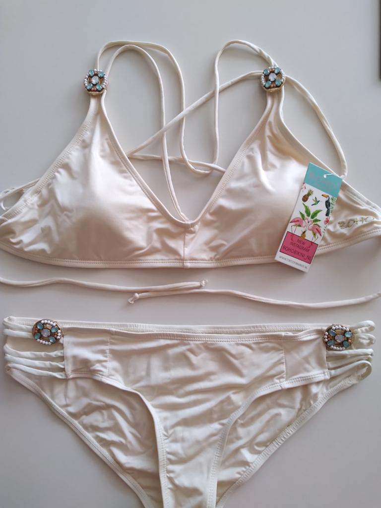 Boho Bikini Ivoor - Bovenstuk L, Broekje M - Nieuw!, Ophalen, Boho Bikini, Wit, Nieuw
